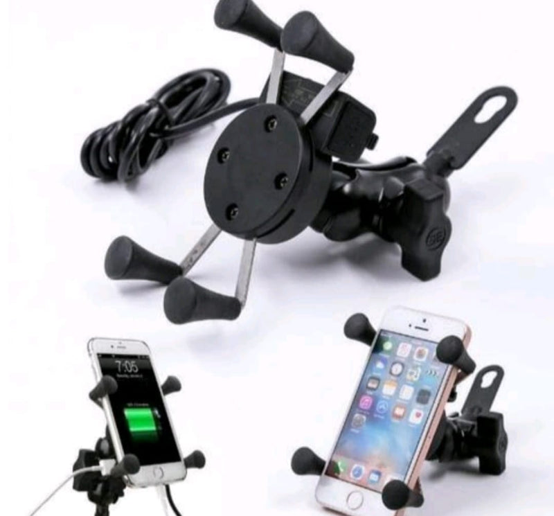 Suporte Celular Moto Com Carregador Universal Usb Garra X